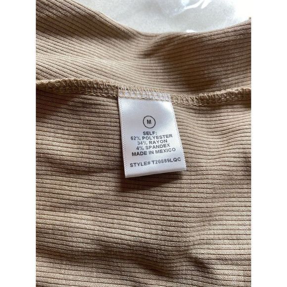 Fashion Nova Tan Cropped Knot Front Long Sleeve Top Womens M - Picture 7 of 7